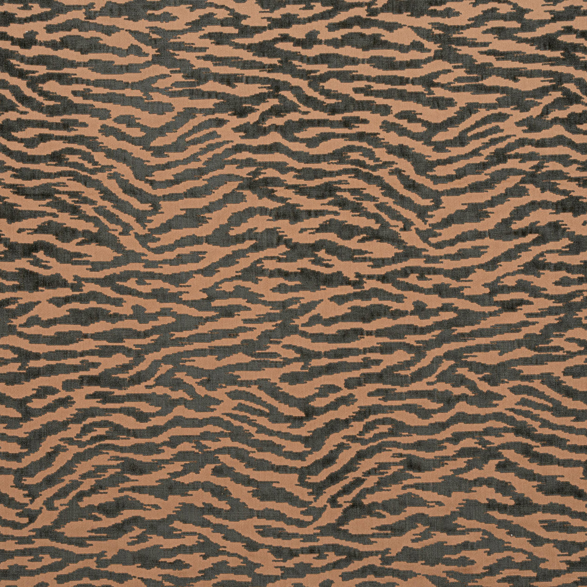 Anna French Tadoba Velvet Charcoal On Caramel Fabric