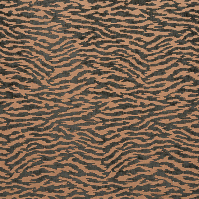 Anna French Tadoba Velvet Charcoal On Caramel Fabric