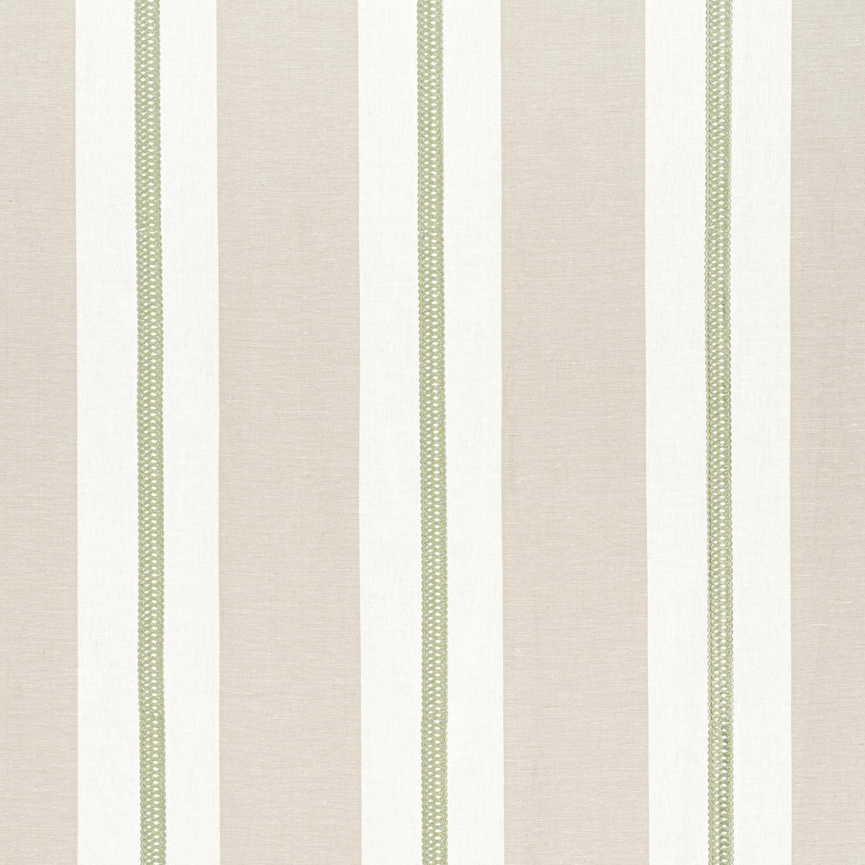 Anna French Alden Stripe Embroidery Sage Fabric