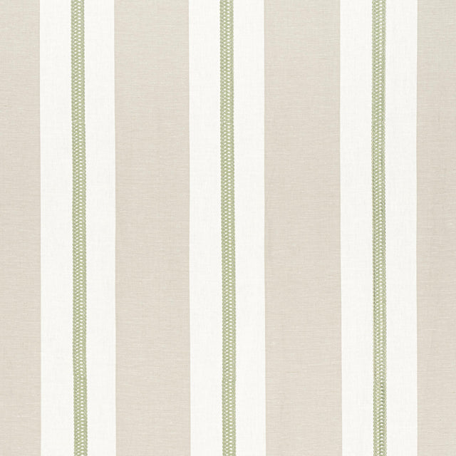 Anna French Alden Stripe Embroidery Sage Fabric