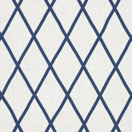 Anna French Tarascon Trellis Applique Navy On White Fabric