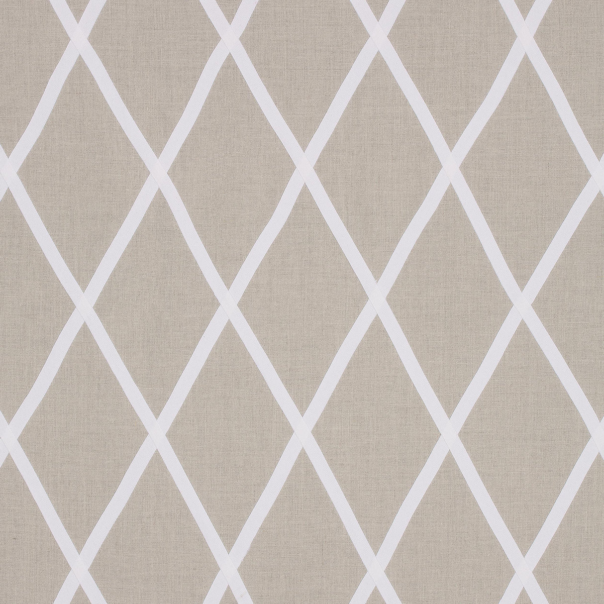 Anna French Tarascon Trellis Applique White On Natural Fabric