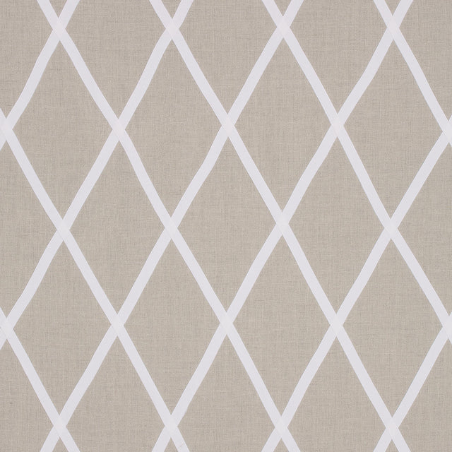 Anna French Tarascon Trellis Applique White On Natural Fabric