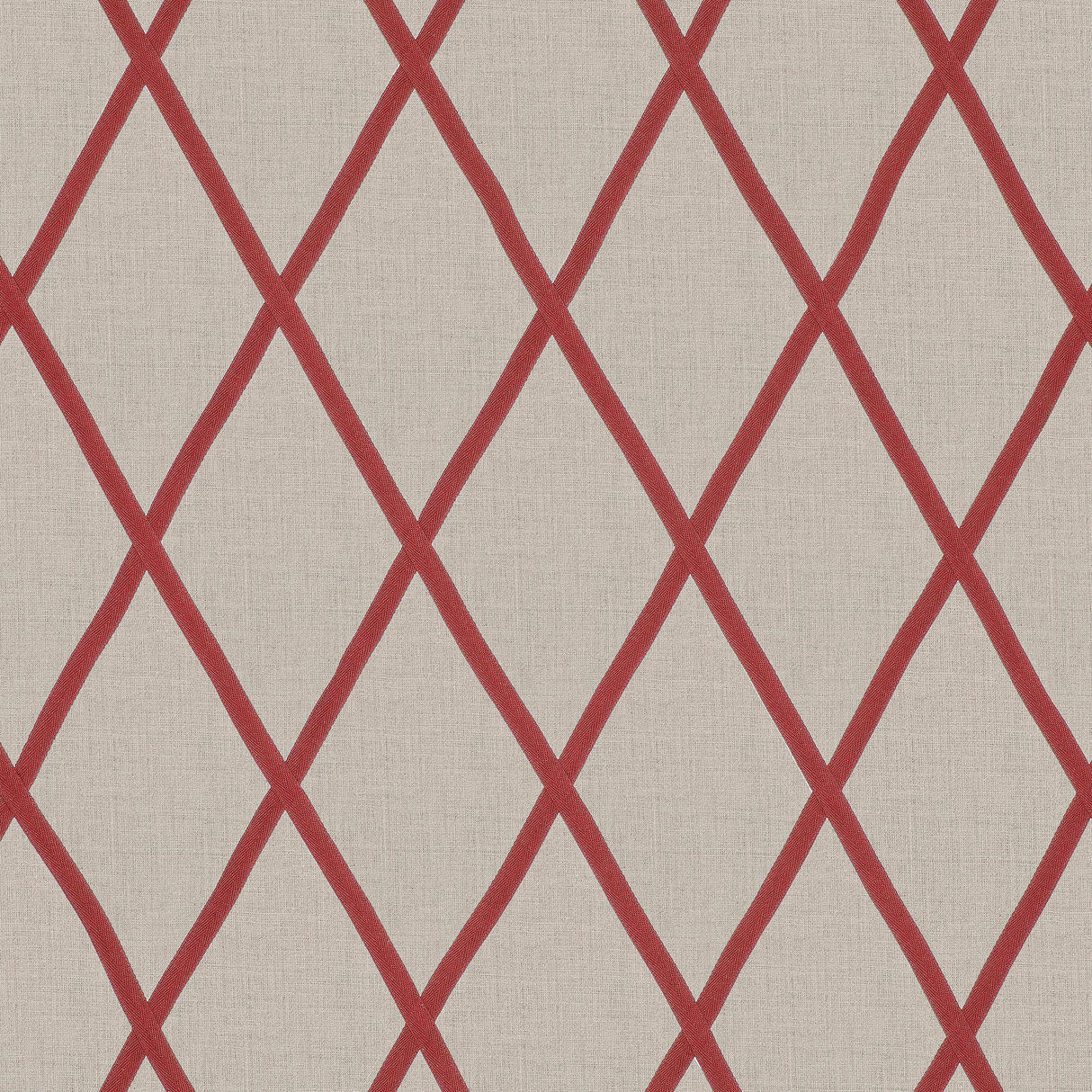 Anna French Tarascon Trellis Applique Red On Natural Fabric