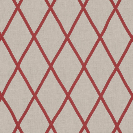 Anna French Tarascon Trellis Applique Red On Natural Fabric