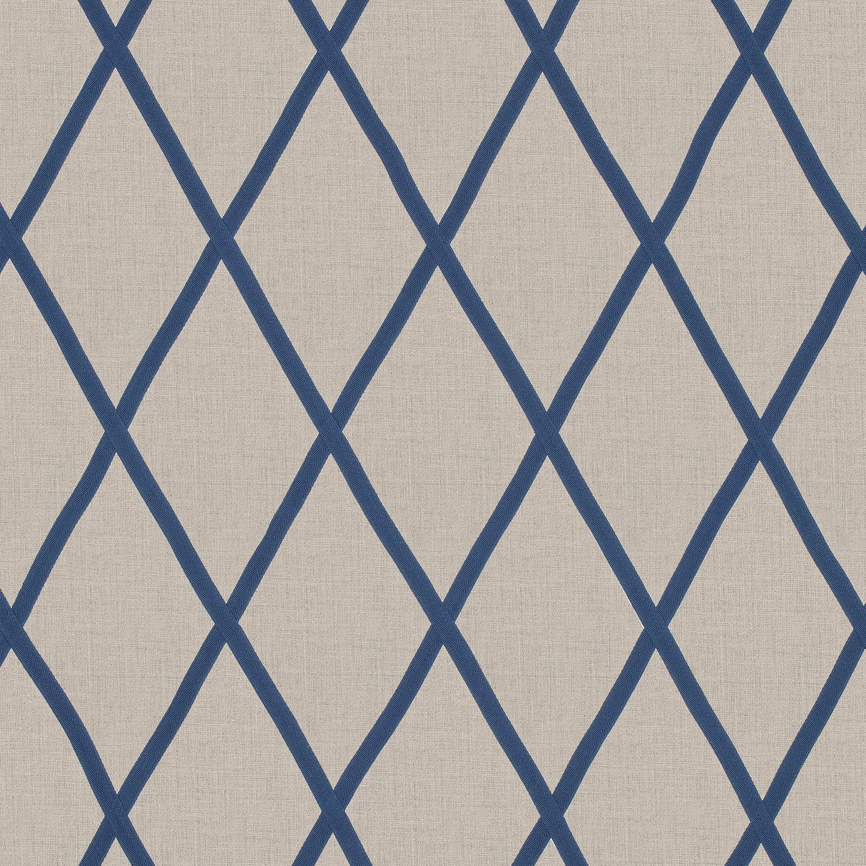 Anna French Tarascon Trellis Applique Navy On Natural Fabric