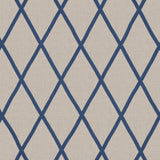 Anna French Tarascon Trellis Applique Navy On Natural Fabric
