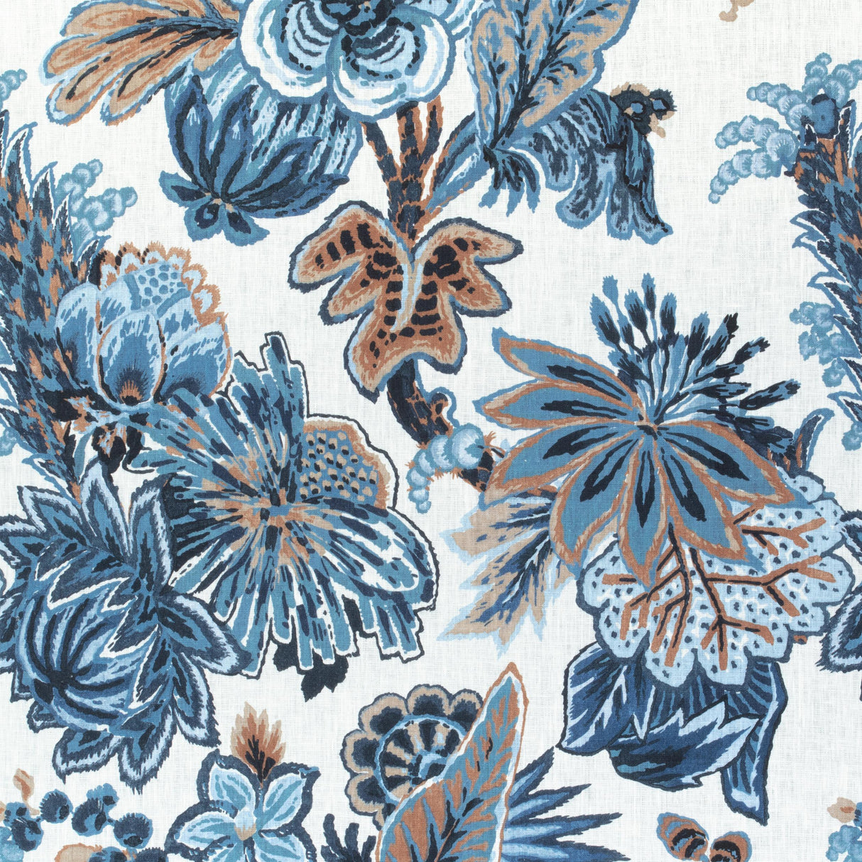 Thibaut Floral Gala Navy And White Fabric