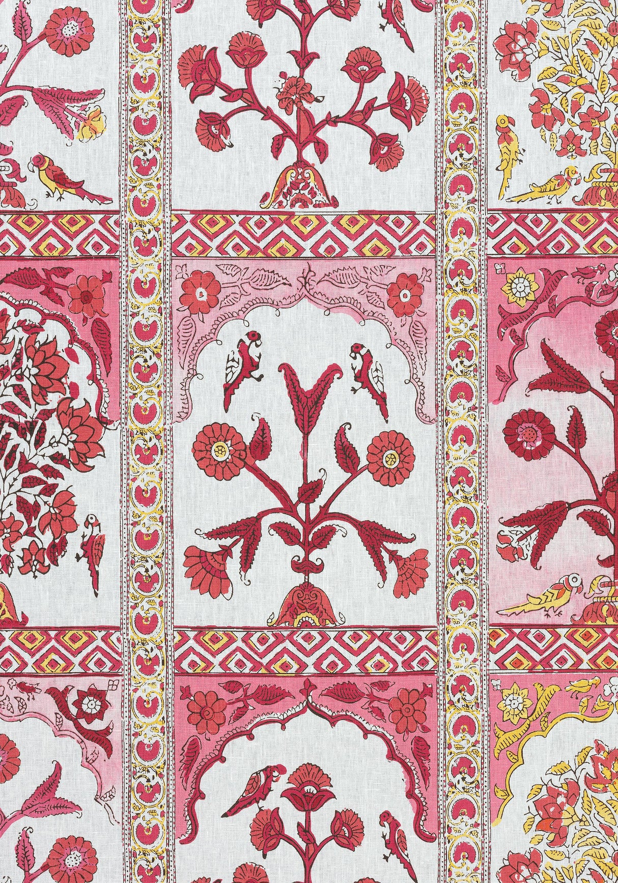 Thibaut INDIAN PANEL Pink Fabric
