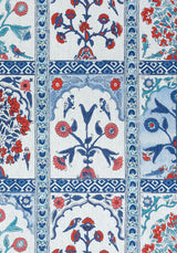 Thibaut INDIAN PANEL Coral and Blue Fabric