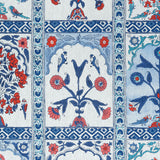 Thibaut Indian Panel Coral And Blue Fabric