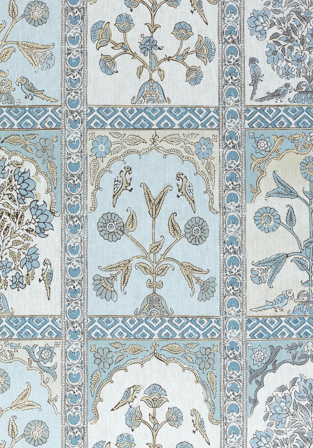 Thibaut INDIAN PANEL Spa Blue Fabric