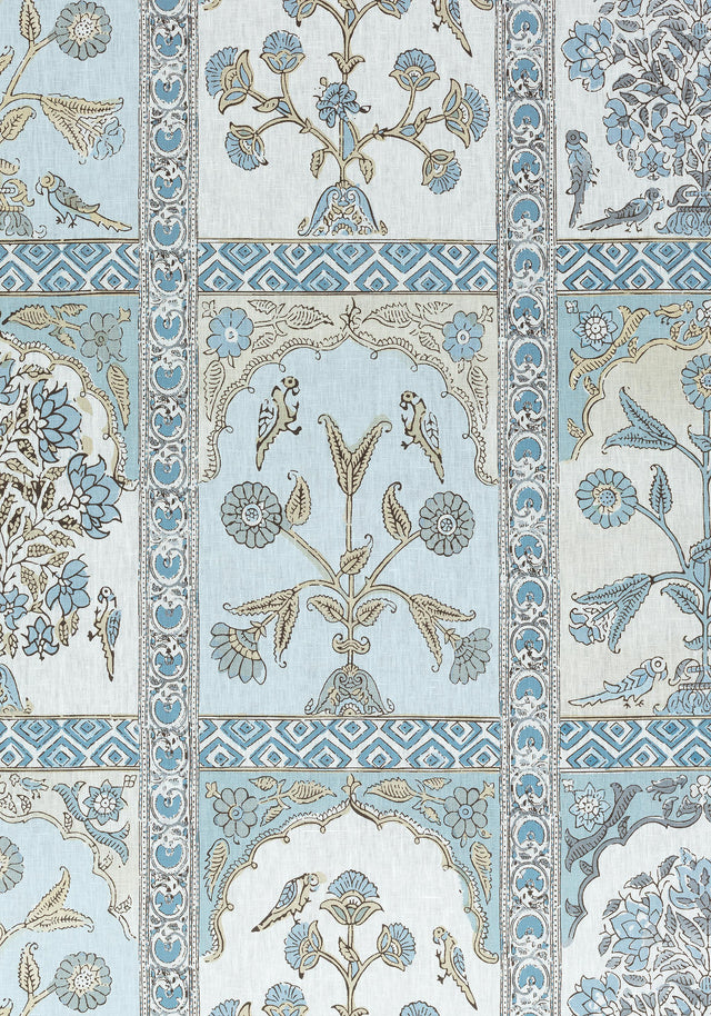 Thibaut INDIAN PANEL Spa Blue Fabric