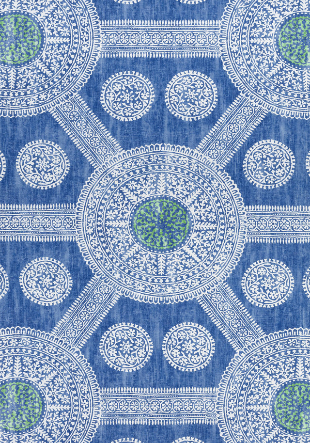 Thibaut STONINGTON Blue and Green Fabric