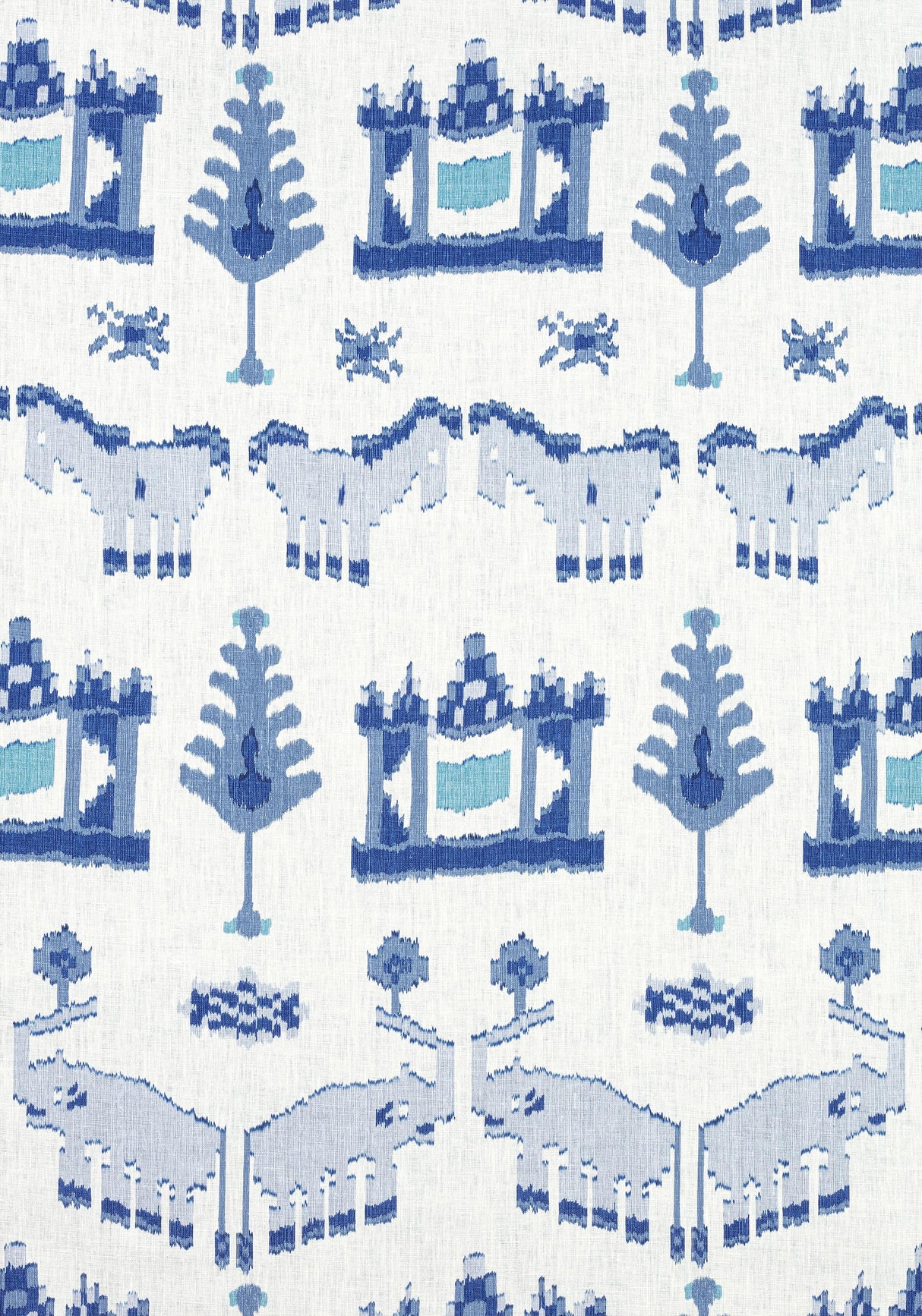 Thibaut KINGDOM PARADE Blue and White Fabric