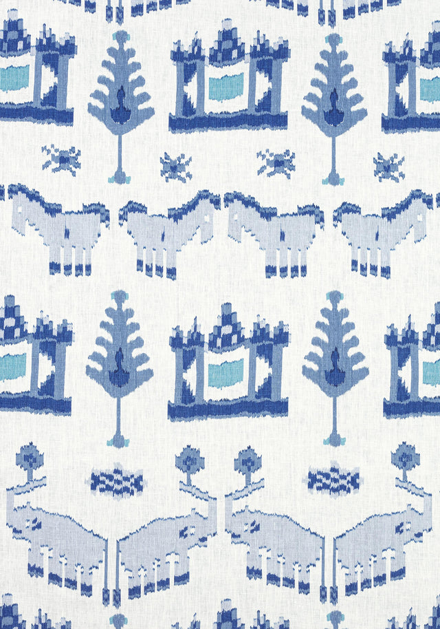 Thibaut KINGDOM PARADE Blue and White Fabric