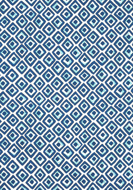 Thibaut INDIAN DIAMOND Blue and Turquoise Fabric