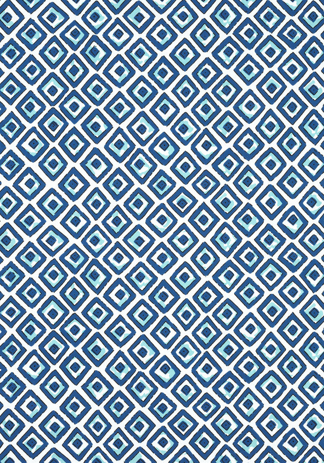 Thibaut INDIAN DIAMOND Blue and Turquoise Fabric