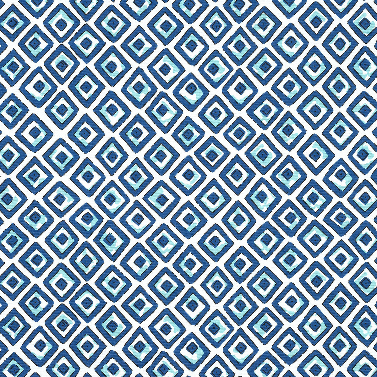 Thibaut Indian Diamond Blue And Turquoise Fabric