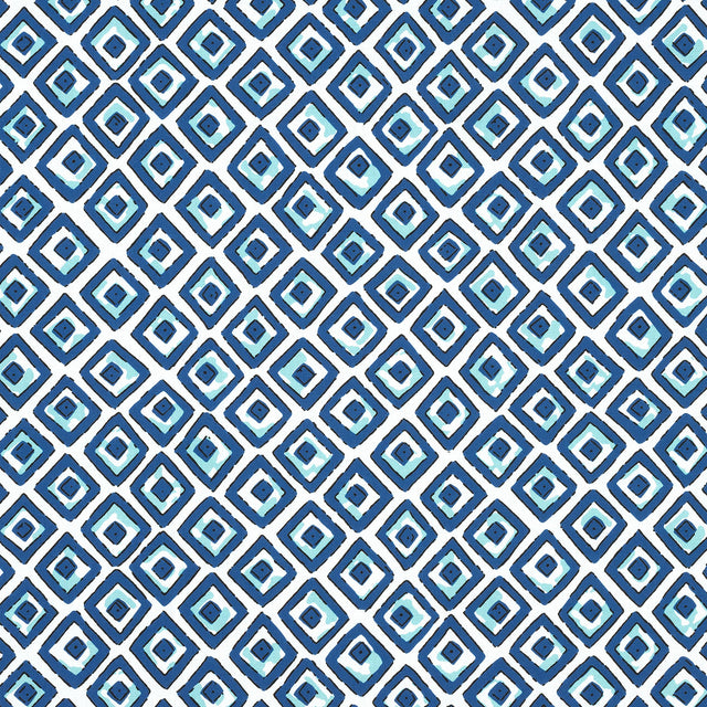 Thibaut Indian Diamond Blue And Turquoise Fabric