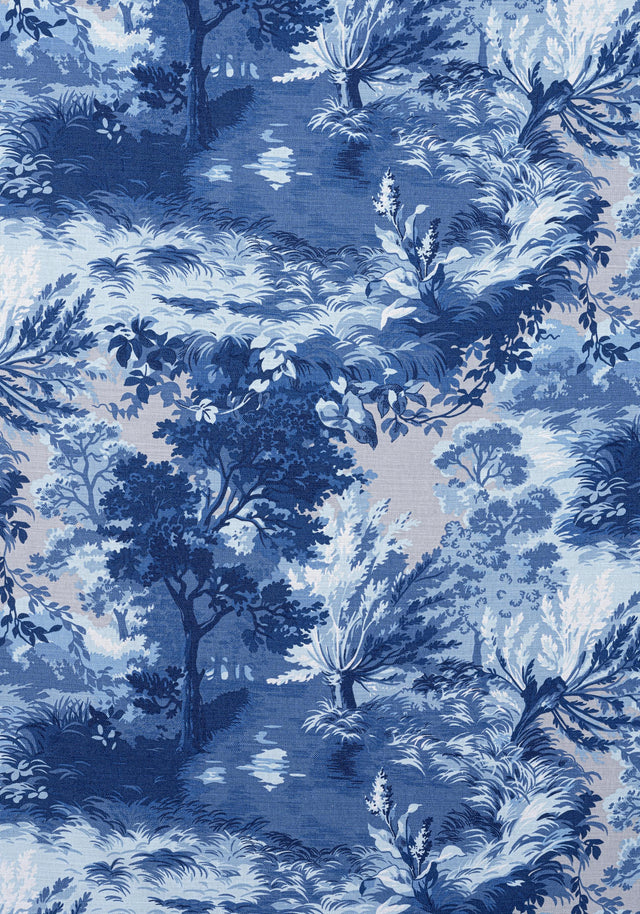 Thibaut LINCOLN TOILE Blue and Flax Fabric