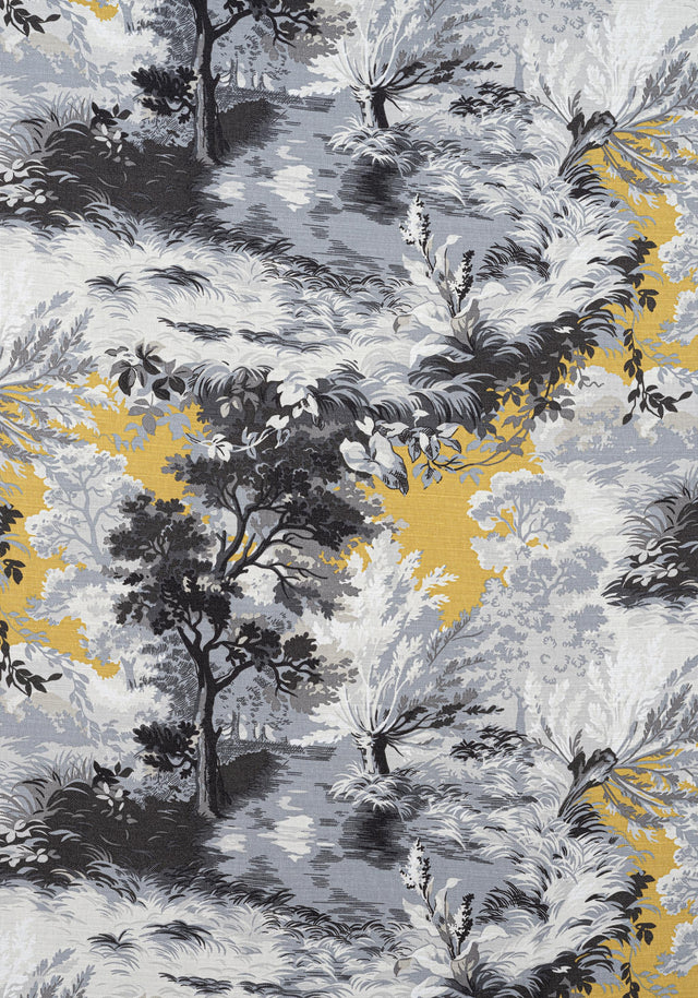 Thibaut LINCOLN TOILE Yellow and Grey Fabric