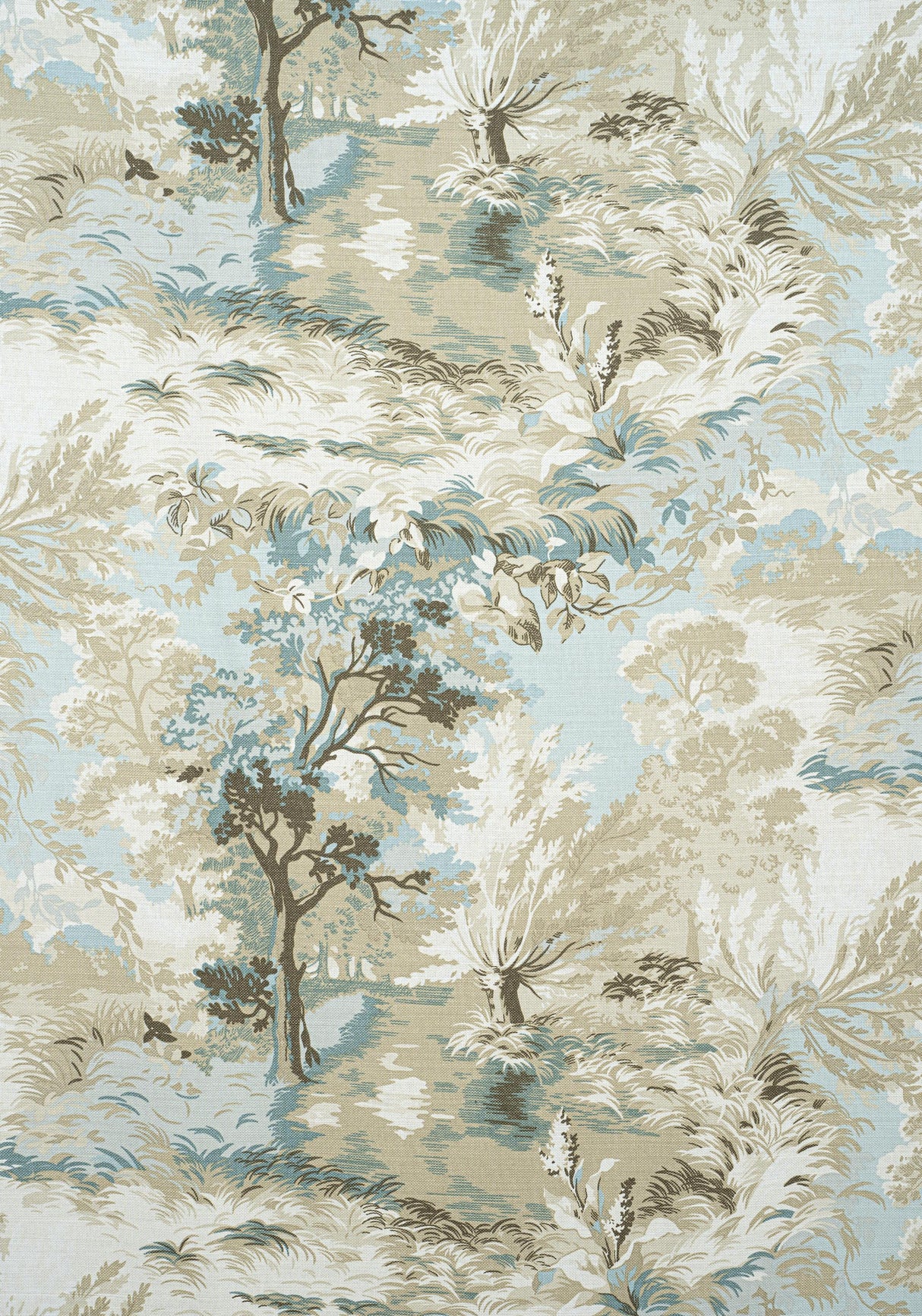 Thibaut LINCOLN TOILE Beige and Spa Blue Fabric