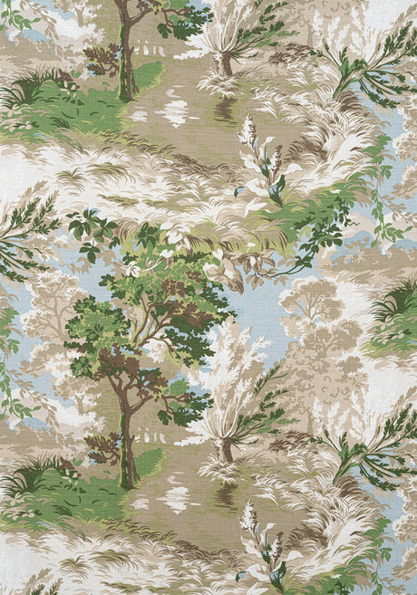 Thibaut LINCOLN TOILE Green and Beige Fabric