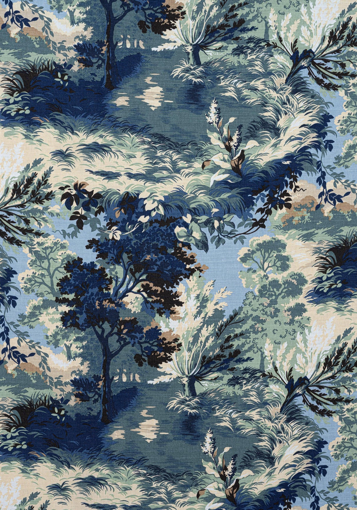 Thibaut LINCOLN TOILE Navy and Teal Fabric