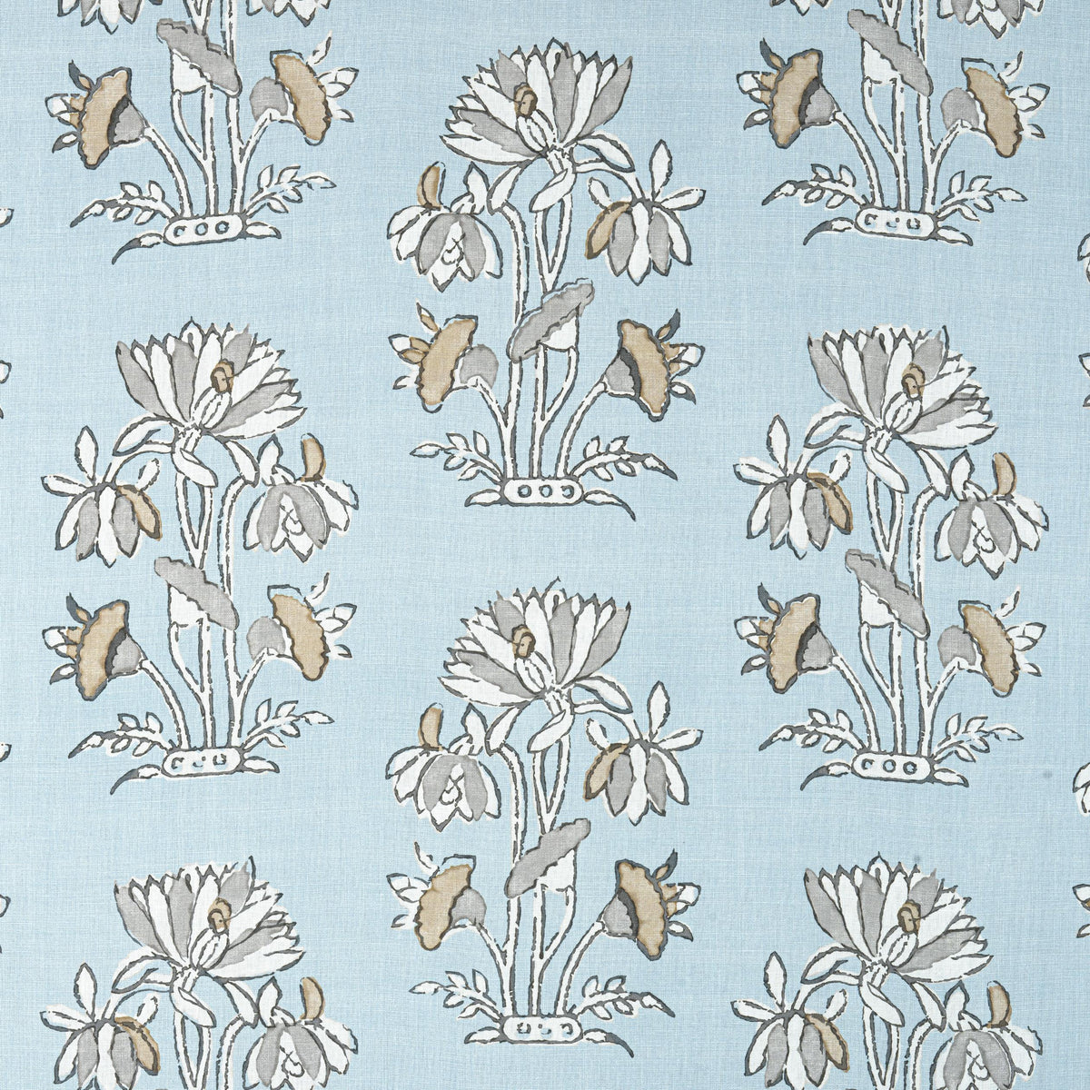 Thibaut Lily Flower Spa Blue Fabric