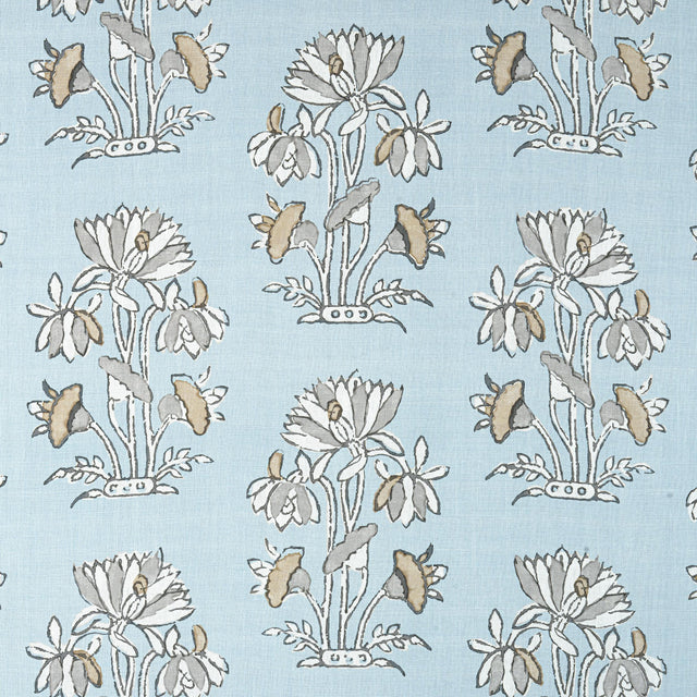 Thibaut Lily Flower Spa Blue Fabric