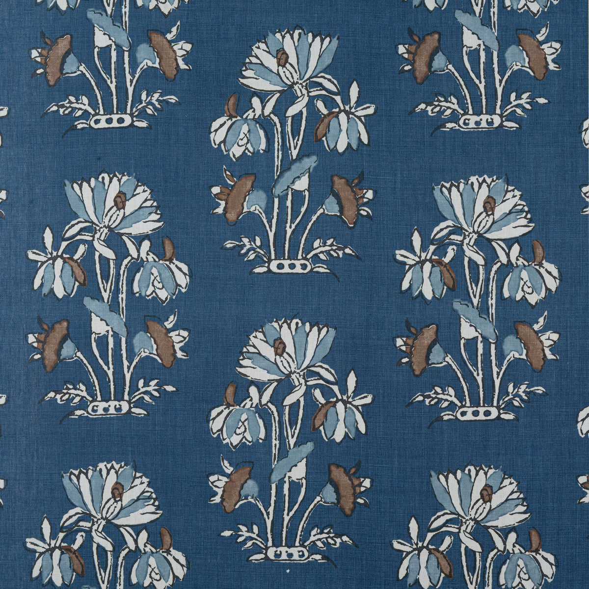 Thibaut Lily Flower Navy Fabric