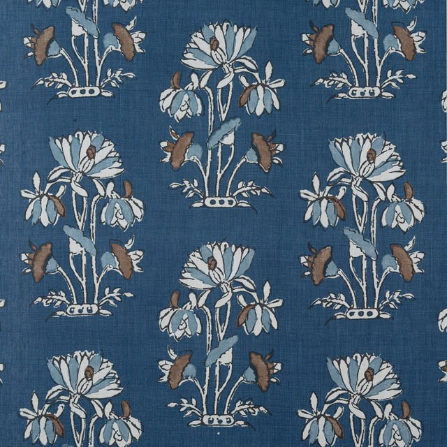 Thibaut Lily Flower Navy Fabric