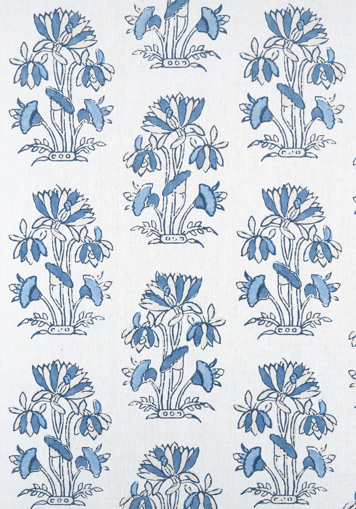 Thibaut LILY FLOWER Blue and White Fabric