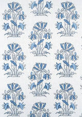 Thibaut LILY FLOWER Blue and White Fabric