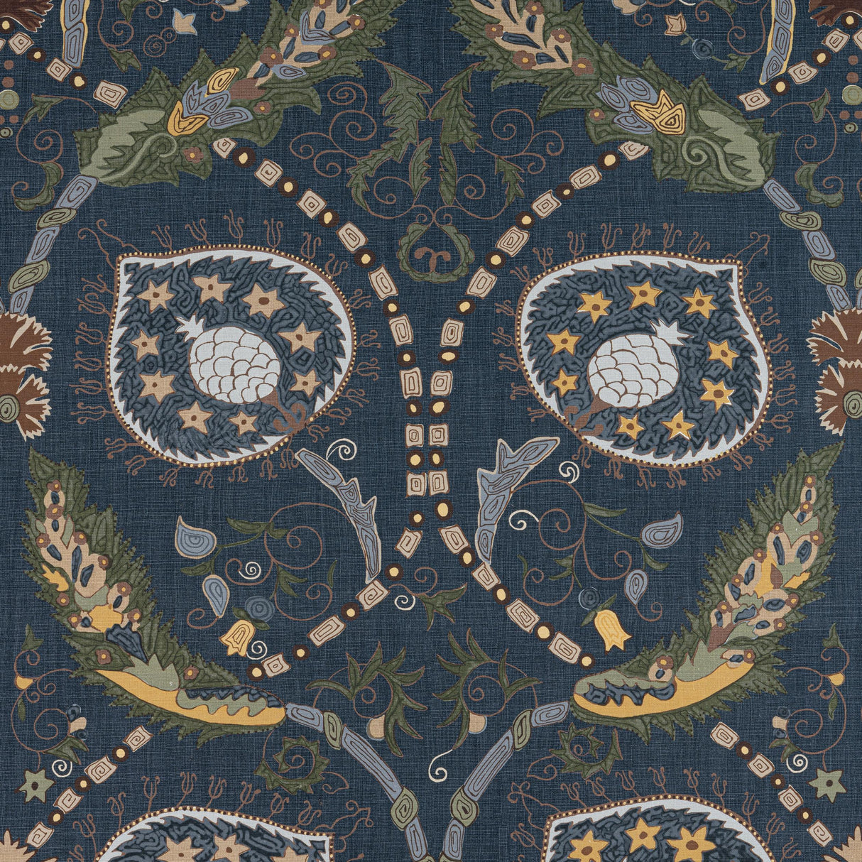 Thibaut Lewis Charcoal And Bluestone Fabric