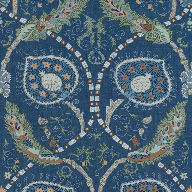 Thibaut Lewis Navy And Teal Fabric