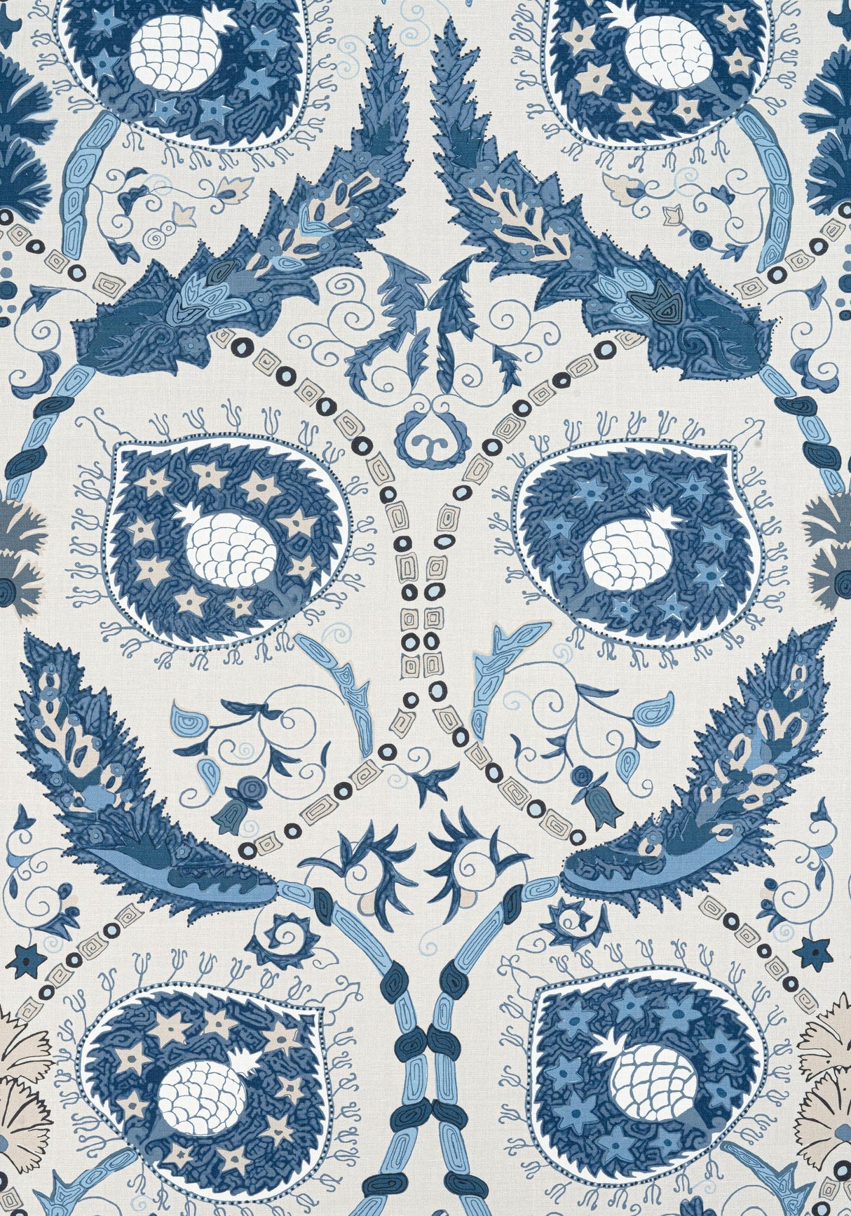 Thibaut LEWIS Blue and Beige Fabric
