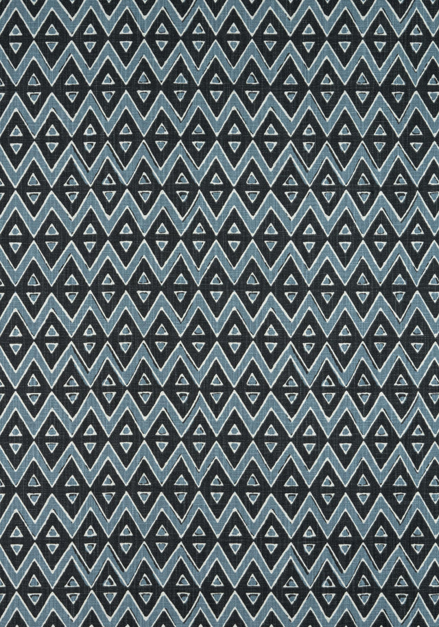 Thibaut TIBURON Black and Mineral Blue Fabric
