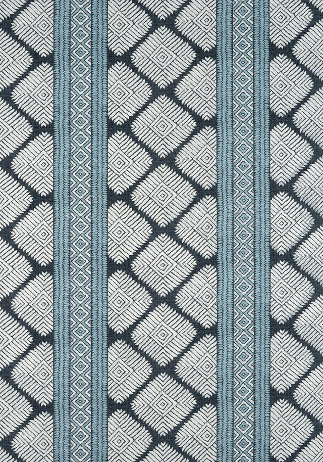 Thibaut AUSTIN Black and Mineral Blue Fabric