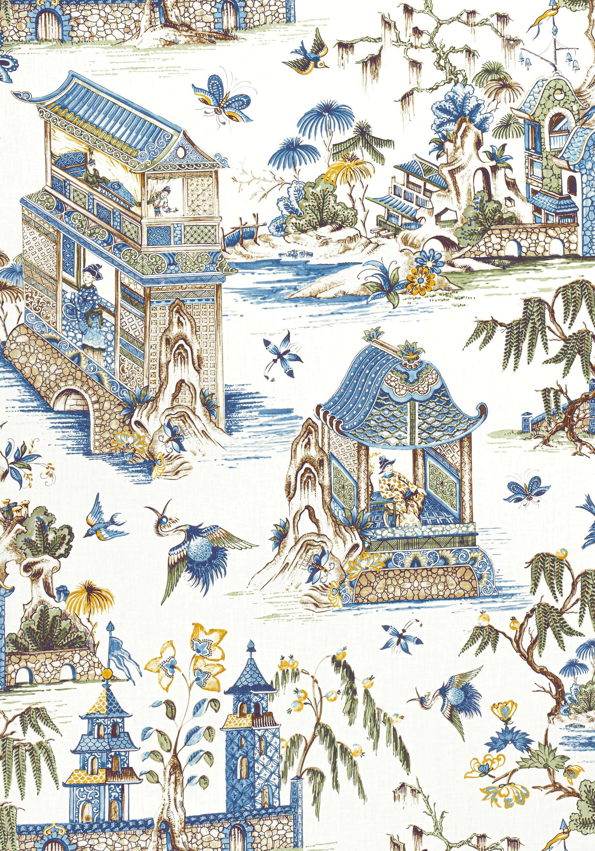Thibaut GRAND PALACE Blue and Green Fabric