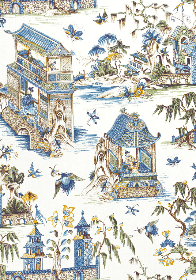 Thibaut GRAND PALACE Blue and Green Fabric