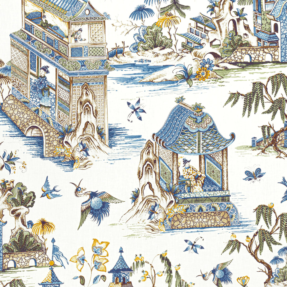 Thibaut Grand Palace Blue And Green Fabric