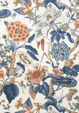 Thibaut HILL GARDEN Brick and Navy Fabric