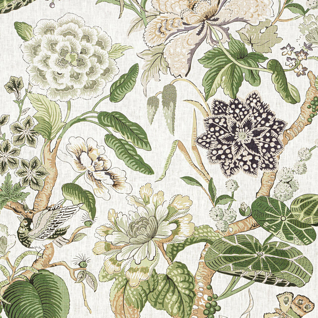 Thibaut Hill Garden White And Green Fabric
