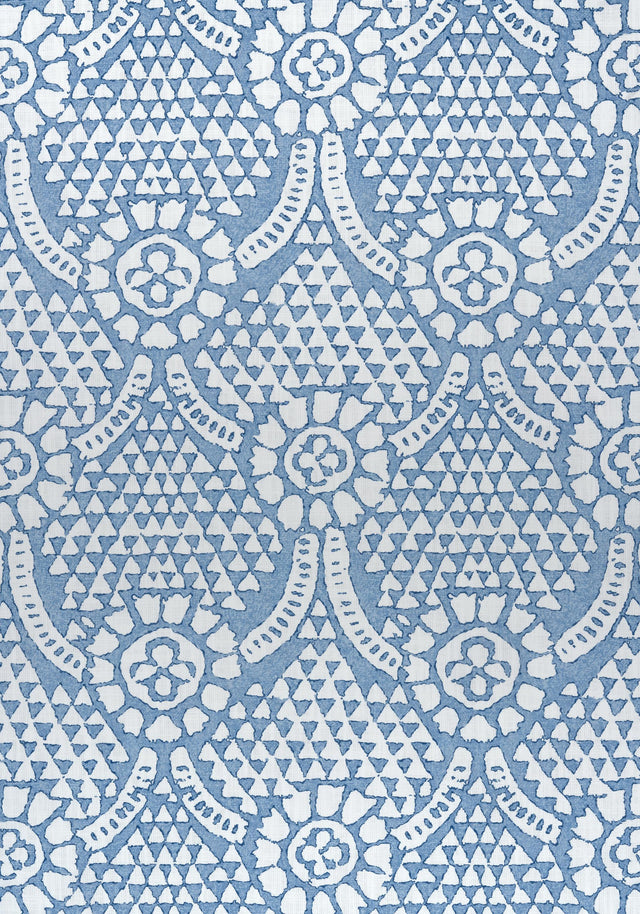 Thibaut CHAMOMILE Blue and White Fabric