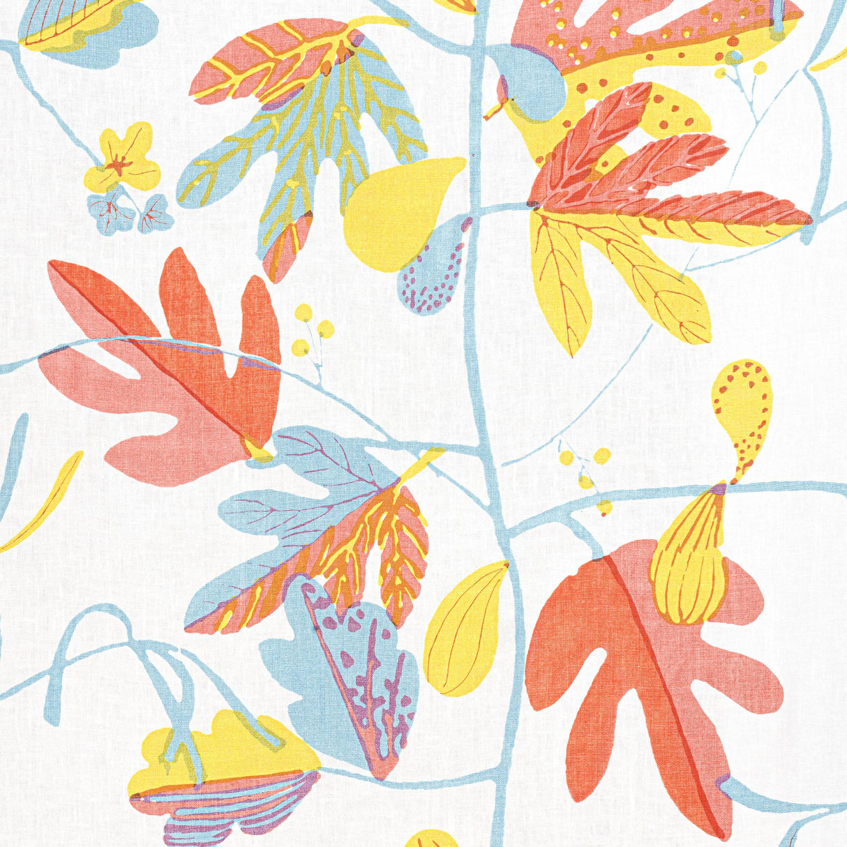 Thibaut MATISSE LEAF Coral and Yellow Fabric