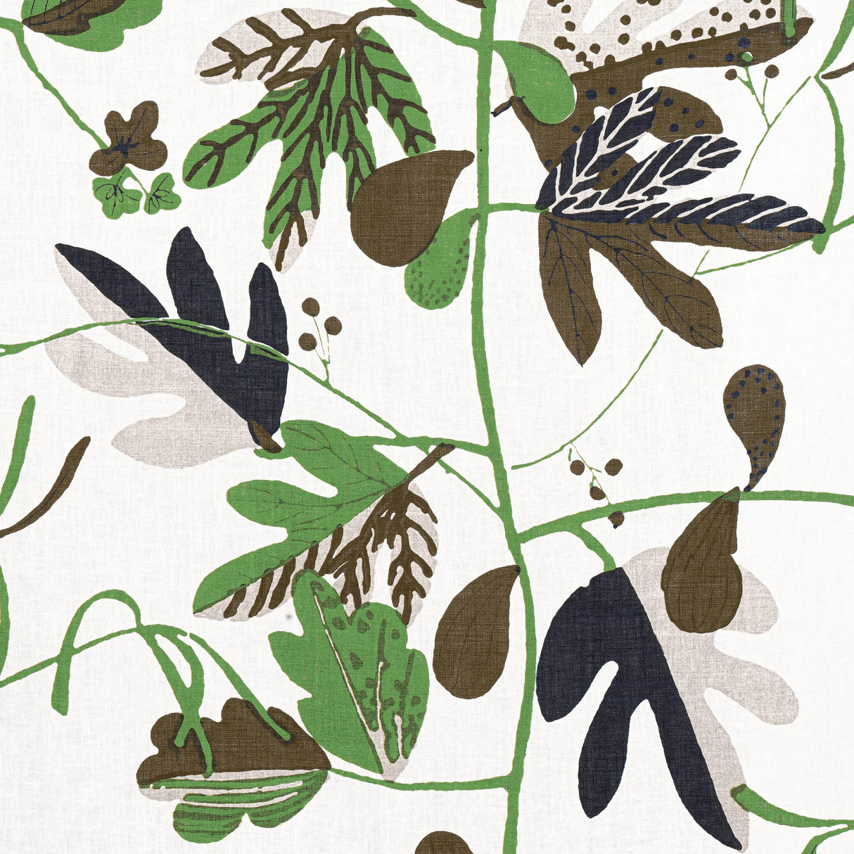 Thibaut MATISSE LEAF Black and Green Fabric