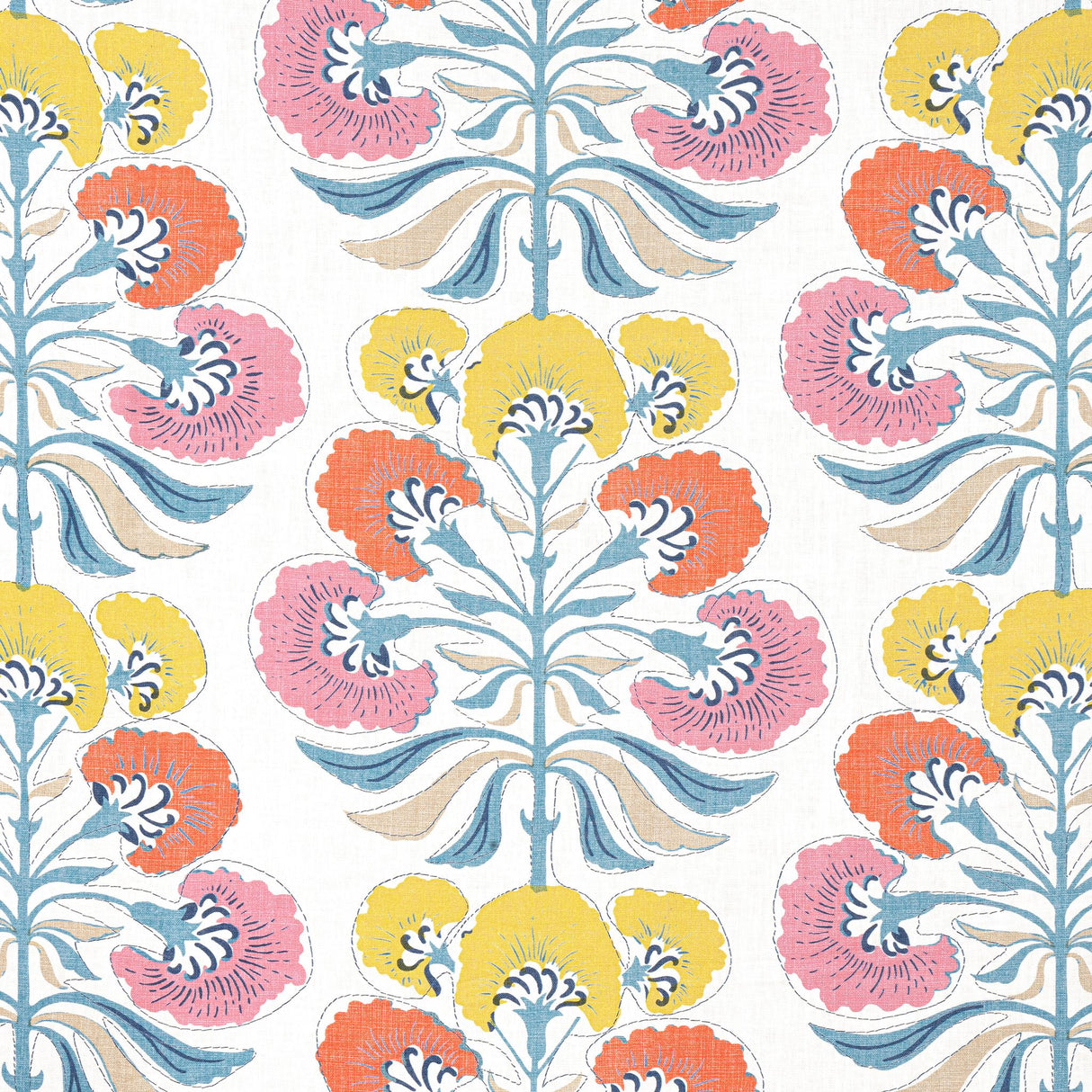 Thibaut TYBEE TREE Coral and Yellow Fabric