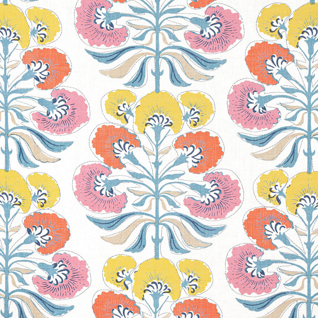 Thibaut TYBEE TREE Coral and Yellow Fabric
